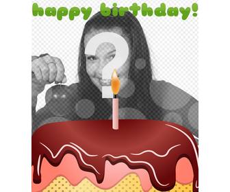 postkarte geburtstag mit einem kuchen und alles gute zum geburtstag in grun