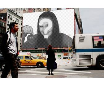 fotomontage um ihr foto auf einem plakat setzen auf einer straße in newyork