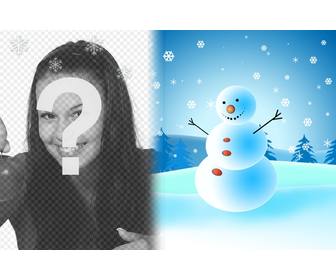 einfache weihnachtskarte an ihre lieben zu gratulieren mit schneemann und schnee