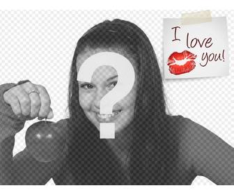 setzen sie einen postit i love u mit einem kuss auf das bild perfekt fur valentine kompliment