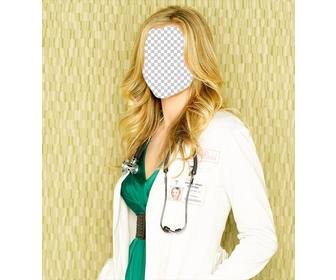 editierbare fotomontage eine blonde krankenschwester
