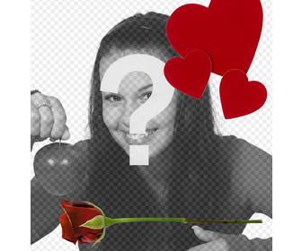 setzen sie in ihrem foto eine rose und ein herz mit diesem online-foto-montage