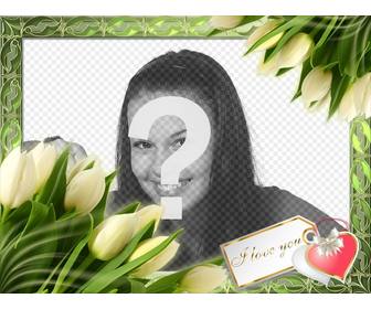 fotorahmen mit tulpen und einem hinweis dass ich dich liebe bringt um ein bild online gestellt