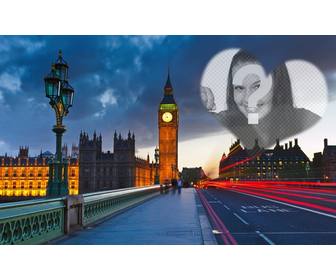 liebe fotomontage in london mit dem big ben im hintergrund und einem halbtransparenten herz das gewunschte foto zu platzieren
