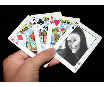 fotomontage mit poker-karten wo sie ihr foto in einer der karten gelegt und konnen einen freien text