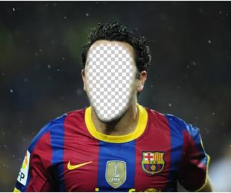 fotomontage des fußballs ihr gesicht in einem barca-spieler setzen