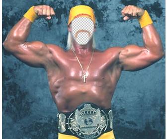 fotomontage zu setzen ein gesicht auf den korper von hulk hogan seine starke zeigt