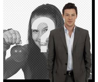 fotomontage mit cory monteith schauspieler der tv-serie glee wo sie erscheinen neben ihm wird auf dem foto