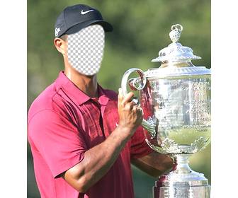 vorlage von tiger woods anheben ein glas zu bearbeiten und ein gesicht