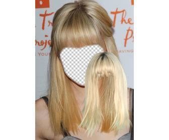 fotomontage frau blonde perucke ihr haar zu andern