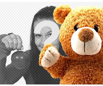 fotomontage fur kinder mit einem teddybaren zu ihren fotos hinzufugen