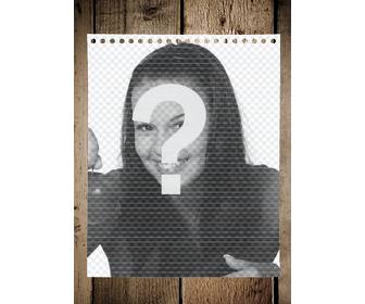 fotomontage mit einem blatt papier notebook auf einem tisch um das foto gelegt und text hinzufugen