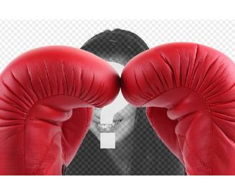 fotomontage mit einem paar rote boxhandschuhe auf ihr foto in den hintergrund zu stellen als ob sie ein boxer bist