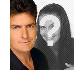 erstellen sie eine montage von charlie sheen in einem foto mit dem schauspieler darauf erscheinen