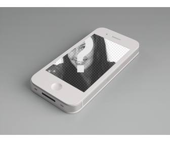 fotomontage ein foto online an den bildschirm von einem weißen iphone hinzufugen und anpassen mit einem freien ausdruck