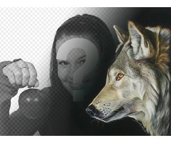 fotomontage mit einem bild von einem wolf zu collagen mit ihren eigenen bildern und phrasen zu machen
