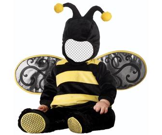 kinder fotomontage von baby mit einem bienenkostum zu bearbeiten mit ihrem bild zu dieser ausschreibung wirkung eines babys in einem schwarzen und gelben kostum einer biene anpassen
