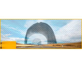 header fur facebook um eine collage in den himmel in diesem foto mit einer straße zu schaffen und uberlagern sie ein foto hochladen online