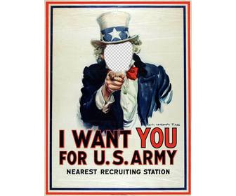 fotomontage ein gesicht zu uncle sam in einem plakat