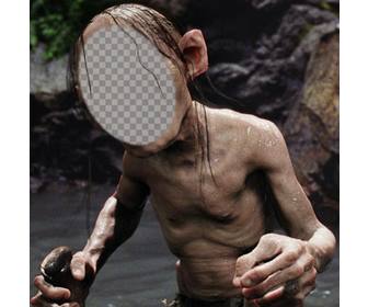 setzen sie ihr gesicht auf den charakter der trilogie der herr der ringe gollum