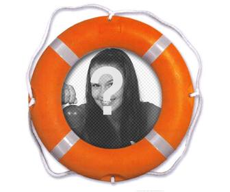 fotomontage um das foto in einem orange rettungsschwimmer schwimmer wo sie auch die konnen den text online zu stellen