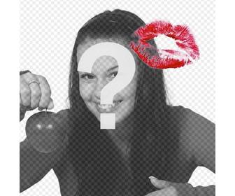 erstellen von foto-collagen mit ihren fotos zugabe die marke von einem roten lippenstift kuss auf eine ecke und text uberall