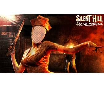 erstellen sie eine fotomontage mit dem schrecklichen zombie-krankenschwester von silent hill