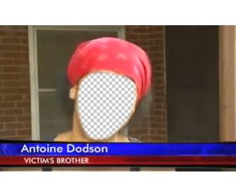 fotomontage von antoine dodson ihr gesicht auf dem freien setzen das zeichen