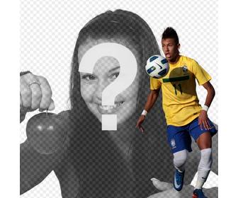 fotomontage in dem sie ein foto neben neymar junior mit brasilien hemd hinzufugen
