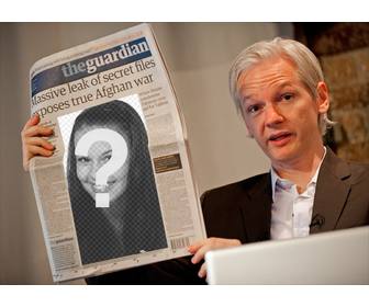 montage ein bild in einer zeitung zu setzen sie wikileaks-grunder julian assange lesen