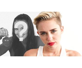 legen sie ihr foto zusammen mit miley cyrus mit dieser montage konnen sie online tun konnen