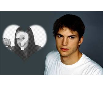 fotomontage auf einen herzformigen bild mit ashton kutcher setzen