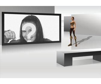 futuristischen tv-bilderrahmen mit 3d aussehende frau