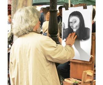 foto wirkung einer straßenmaler die sie portratiert wird um online