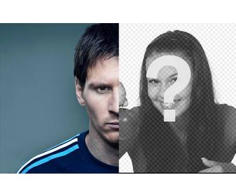 erstellen sie eine fotomontage mit dem halben gesicht messi rivalisierenden ihnen zu der gegenuberliegenden seite