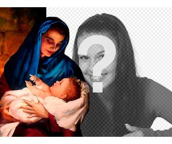 fotorahmen mit der jungfrau maria und jesus christus geboren zartlich blick in