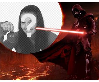 fotomontage von star wars mit darth vader von lava umgeben