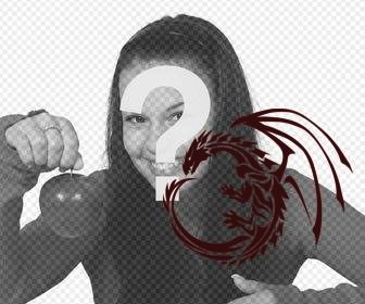 tattoo-aufkleber mit dem schatten eines drachen