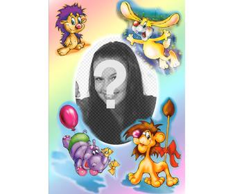 bilderrahmen party animals lowen nilpferde hasen