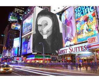 fotomontage mit plakaten in times square