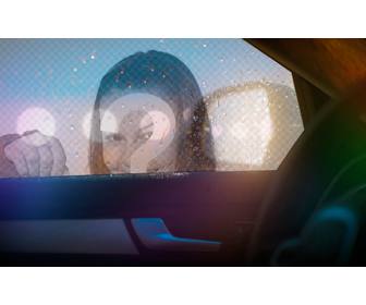 fotomontage online mit der reflexion von einem auto