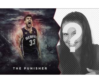 online-fotomontage von basketball-spieler marc gasol