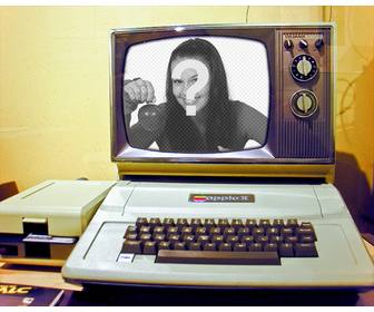 fotomontage mit einem alten computer