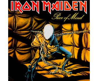 fotomontage der cd-cover von iron maiden ihr gesicht