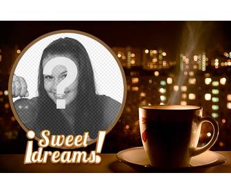 halterung fur ihr foto von sweet dreams mit einer tasse tee