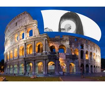 postkarte mit dem kolosseum von rom mit ihrem foto