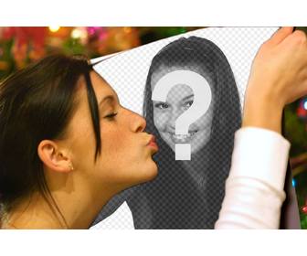 fotomontage von einem madchen einen kuss