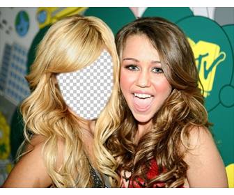 fotomontage wo sie ihr gesicht auf ashley tisdale mit miley cyrus setzen kann