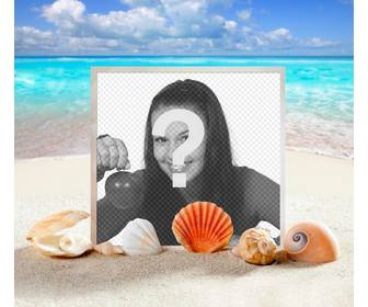 meeresfotorahmen um ihr foto auf einem strand setzen