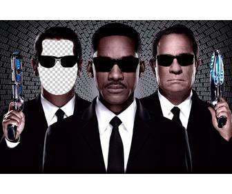 fotomontage mit men in black-agenten ihr gesicht zu setzen ihr gesicht